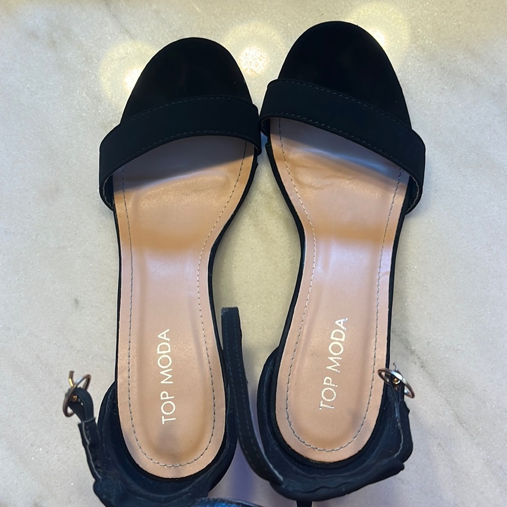Black Ankle Block Heel